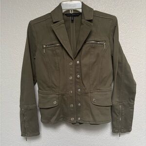 White House Black Market Green Blazer with Tailored Fit and Lapel Collar